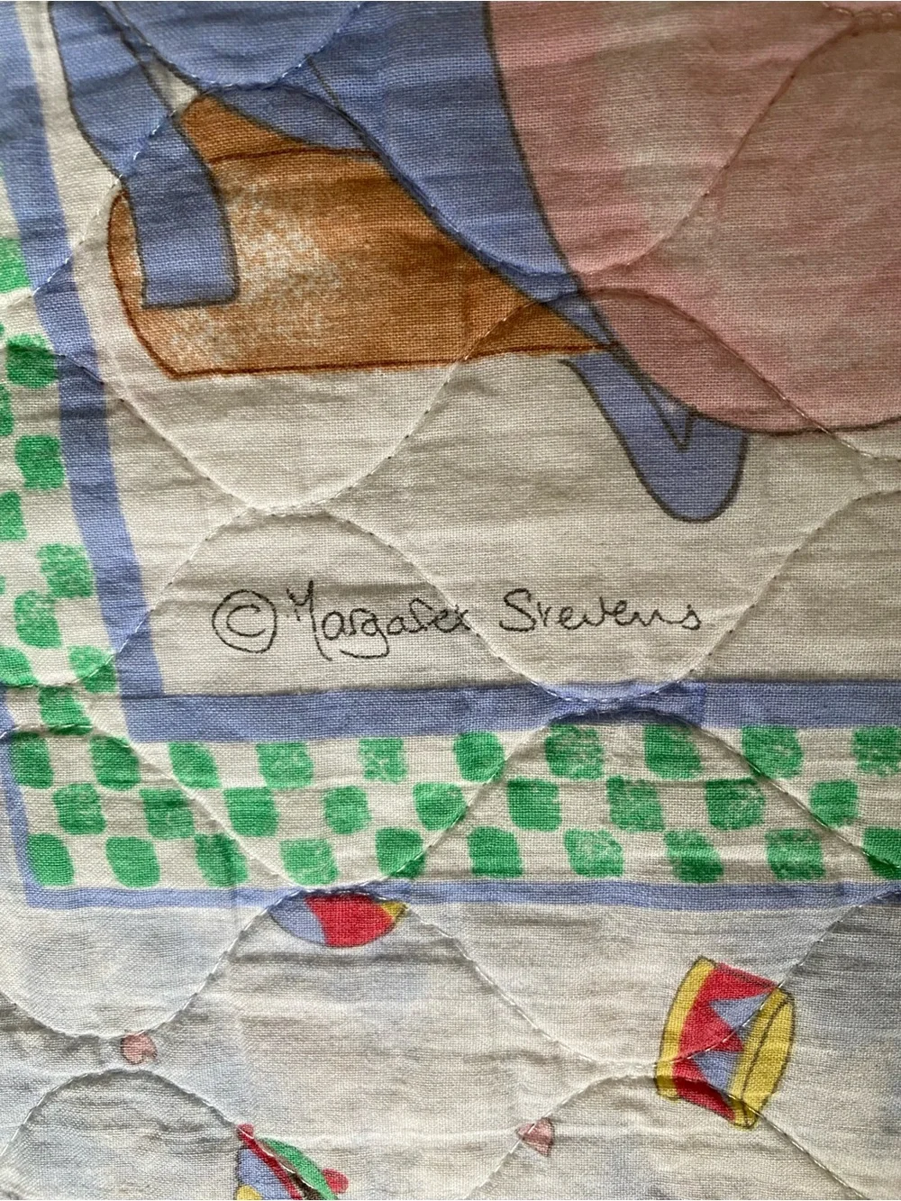 VTG  80s 90s Handmade Baby Quilt Yellow Plaid Giraffe Teddy Bear Elephant Bunny